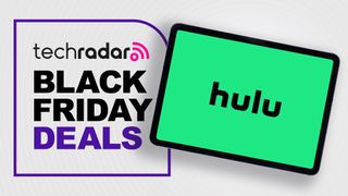 A tablet with the Hulu logo displayed next to the words 'black friday deals'