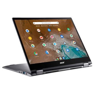Acer Chromebook Spin 713 med tændt skærm på hvid baggrund