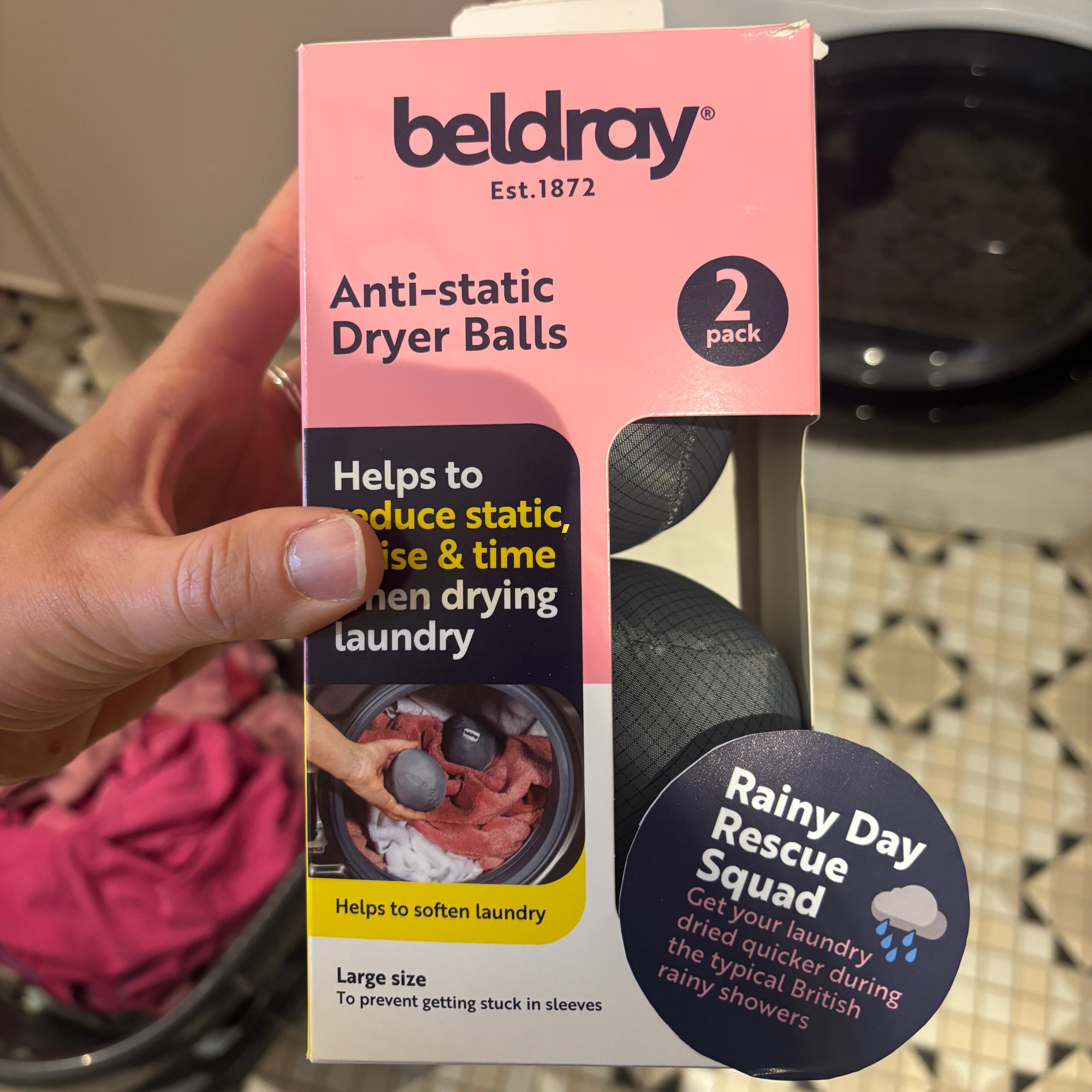 box of beldray anti-static dryer balls
