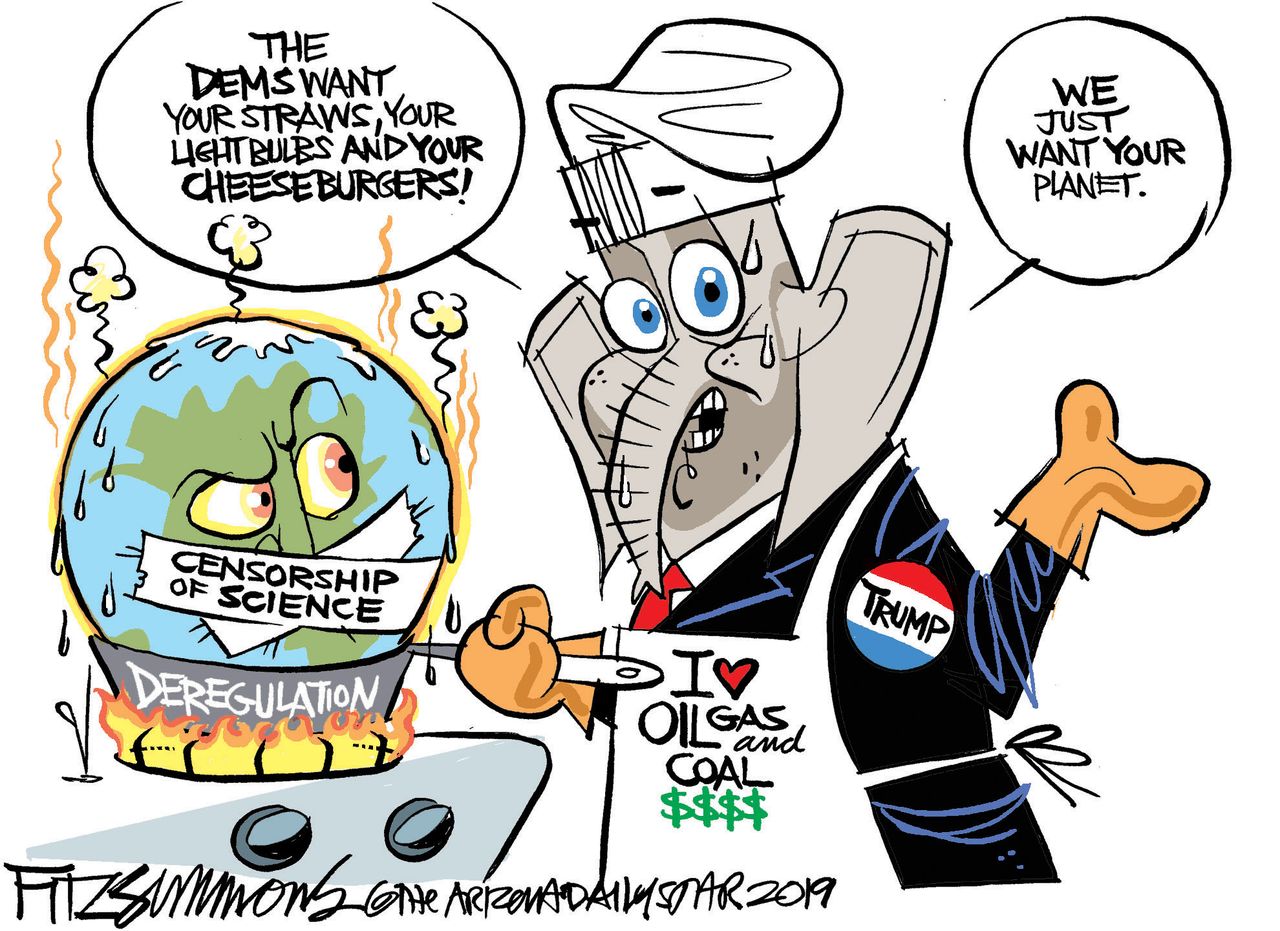 Political Cartoon U.S. climate change republicans democrats