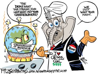 Political Cartoon U.S. climate change republicans democrats