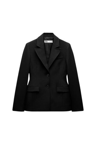 Zara Fitted Blazer With Padded Shoulders