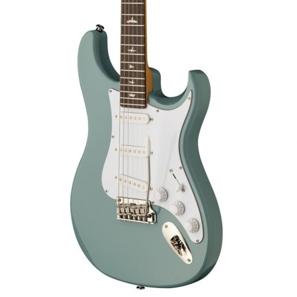 A side angle of the PRS SE Silver Sky electric guitar