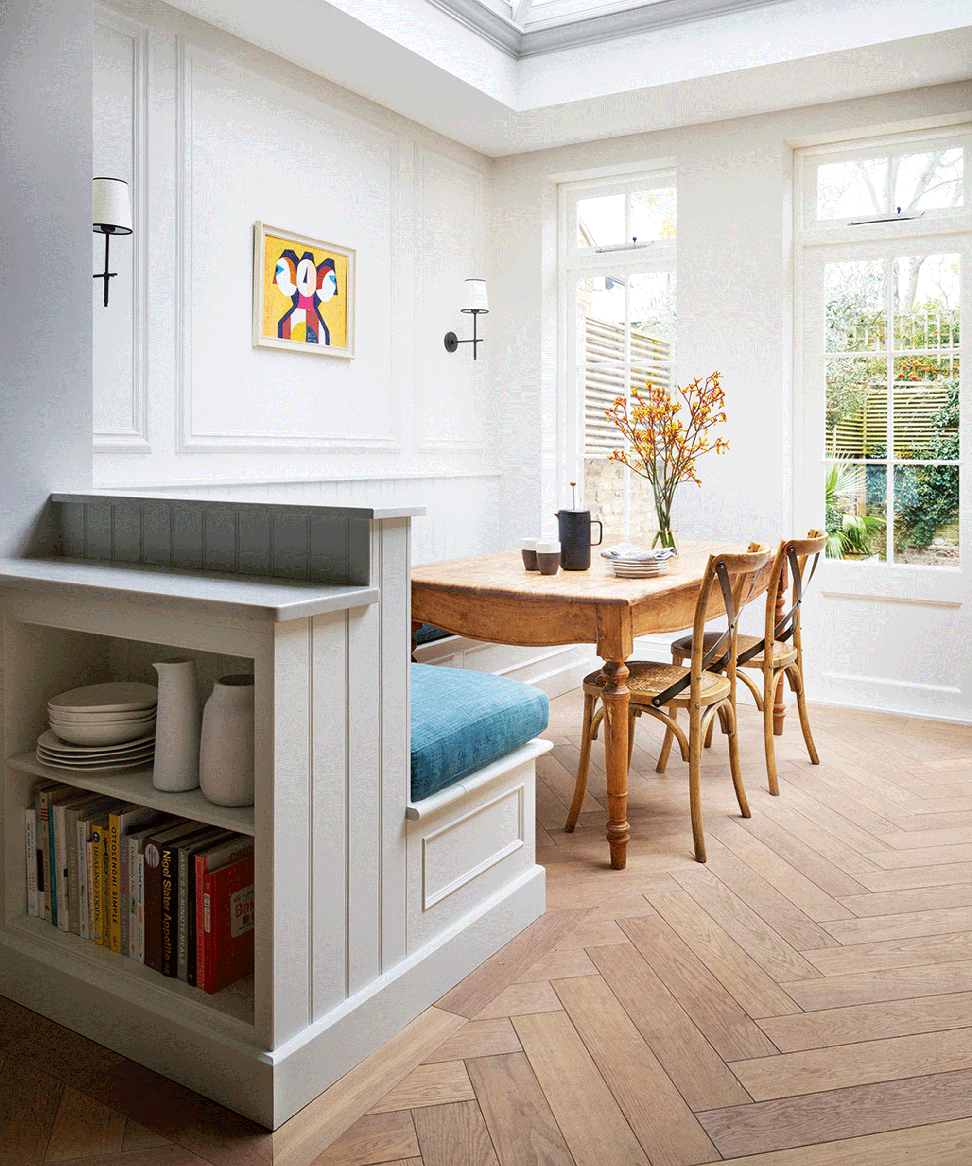 banquette seating with storage in kitchen extension