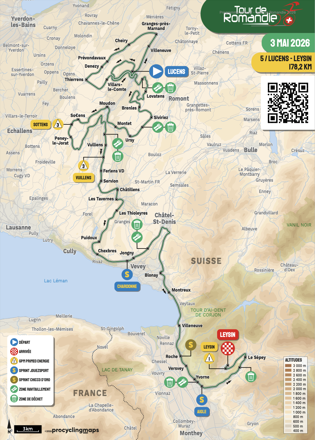 Route map for stage 5 at 2025 Tour de Romandie