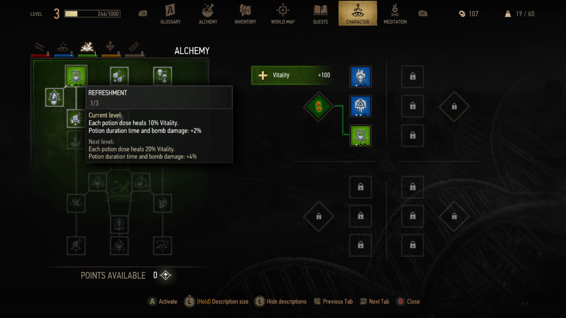 The Witcher 3 Remastered screenshot of the new skill tree