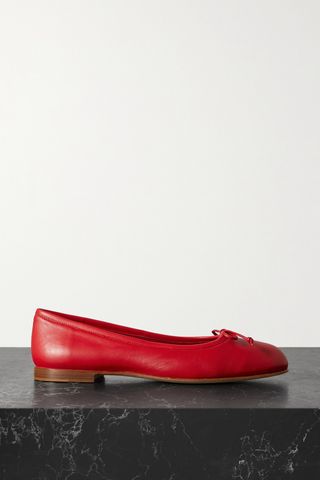 Veralli Bow-Detailed Leather Ballet Flats