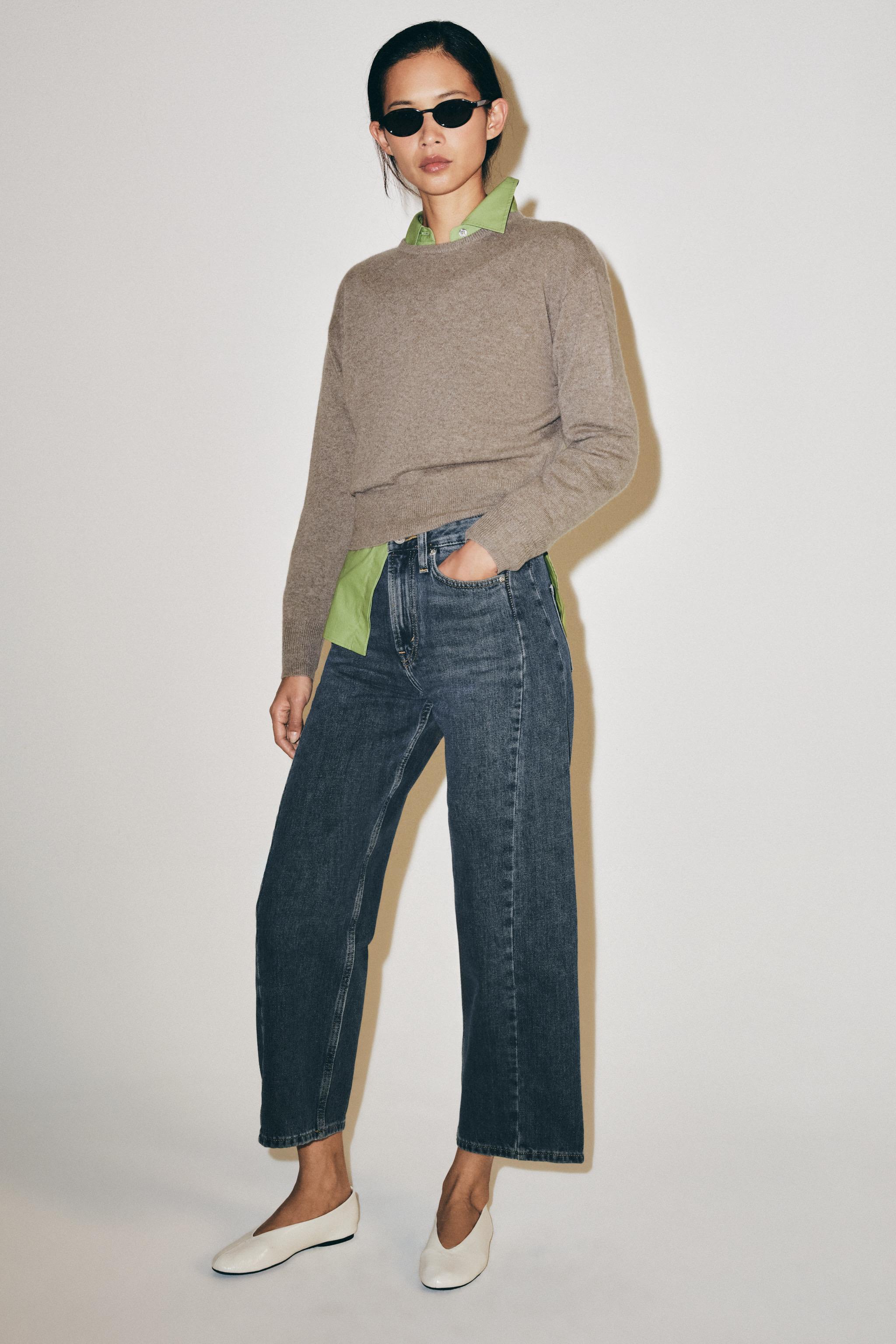 Zw Collection Mid-Waist Relaxed Ankle Jeans - Blue / Grey - 6