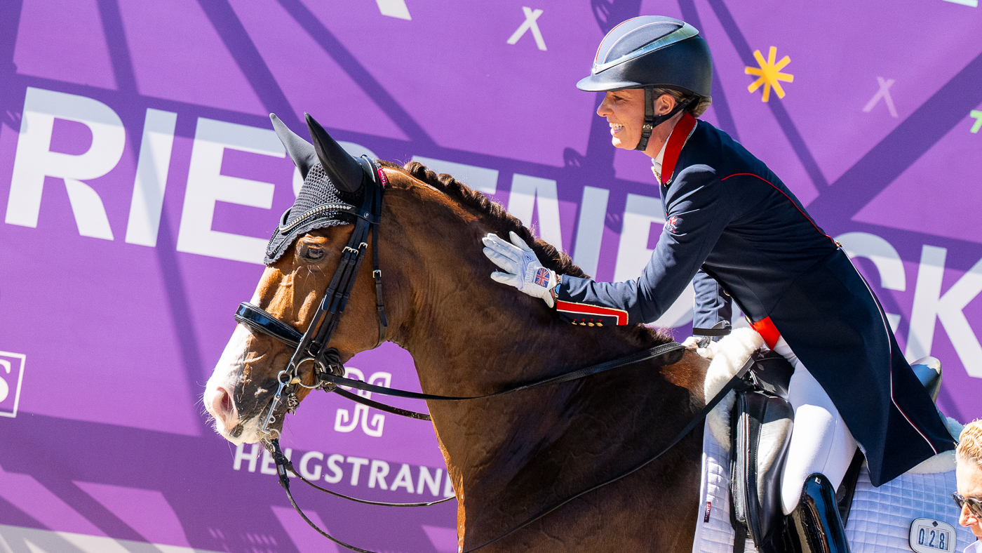 Charlotte Dujardin and Imhotep after their grand prix at the European Dressage Championships