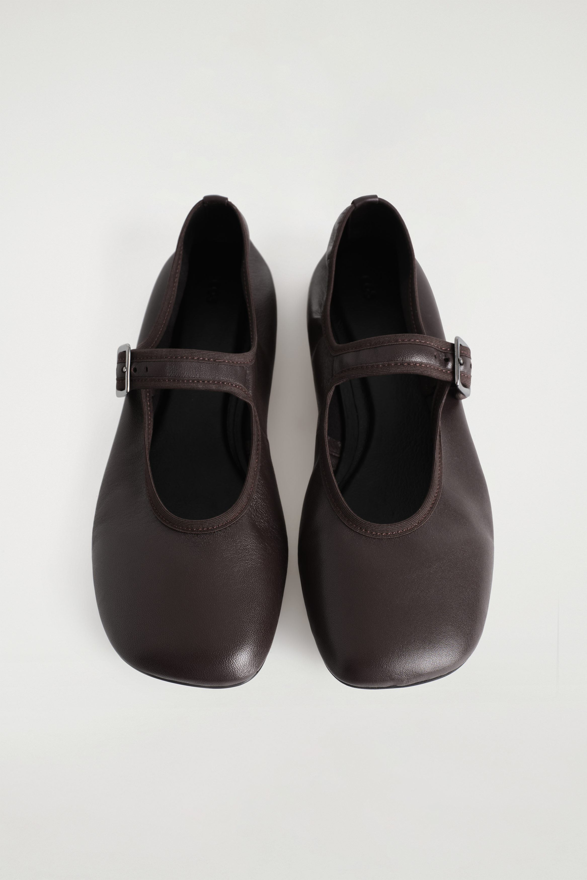 Square-Toe Buckled Ballet Flats
