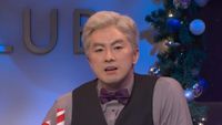 Bowen Yang wears a bowtie in his last SNL sketch.