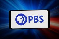the PBS logo on a smartphone screen