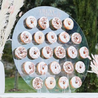 donut stand at backyard wedding by Ginger Ray