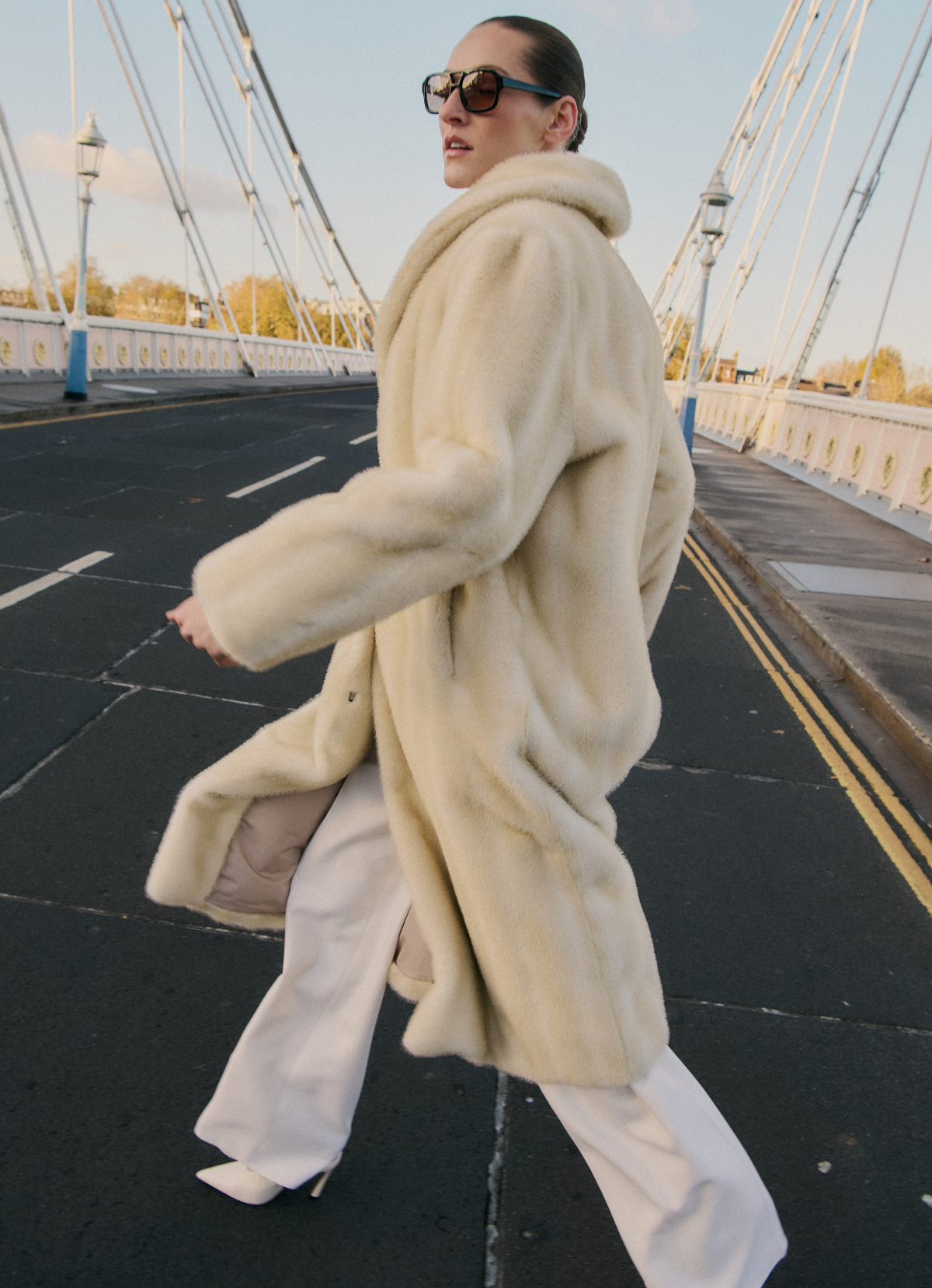 Cream Vintage Faux Fur Coat - Xs Uk