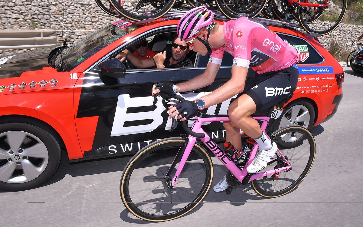 Rohan Dennis wore the pink jersey in the earlier stages of the race and BMC provided the Australian with an all-pink BMC Teammachine SLR01