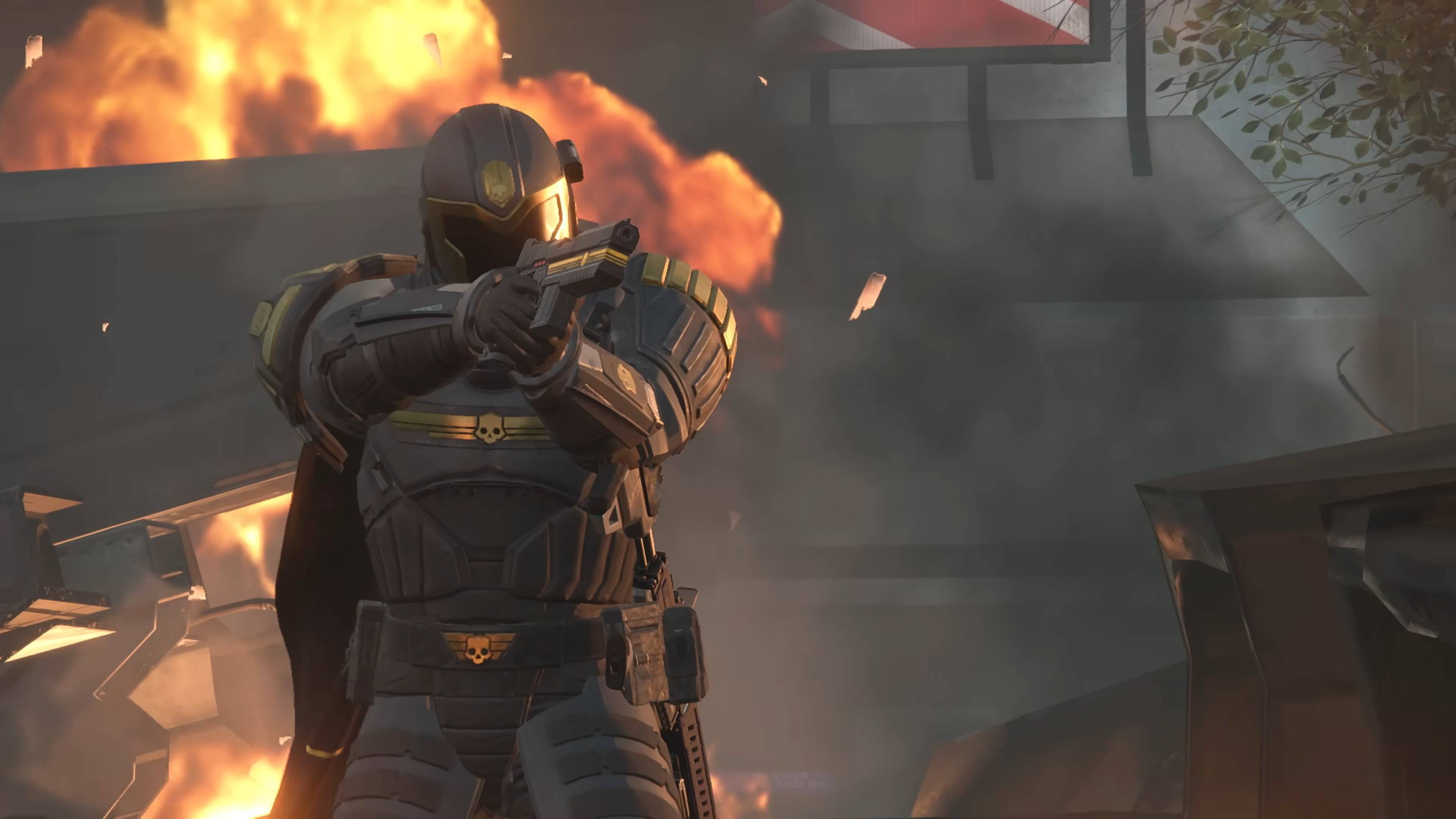 Helldivers 2 Force of Law judge dredd themed armor and warrant pistol