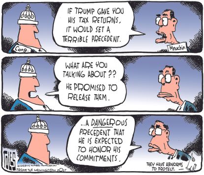 Political Cartoon U.S. Trump taxes congress Steven Mnuchin