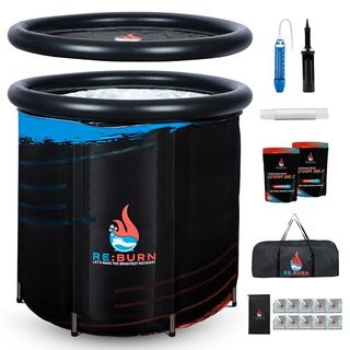 Re:burn Ice Bath Tub for Athlete - Portable, Inflatable and Foldable Freestanding Barrel Design - Blow Up Arctic Cold Plunge Chiller Pod for Recovery, for Athletes - Indoor and Outdoor Use Mini Pool