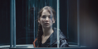 Katniss Everdeen (Jennifer Lawrence) looks frightened in 'The Hunger Games.'