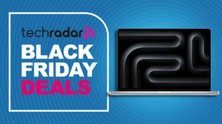 Apple MacBook Pro (16-inch, M4 Pro) against a blue TechRadar deals background