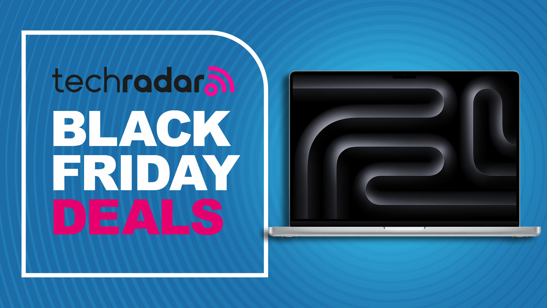Apple MacBook Pro (16-inch, M4 Pro) against a blue TechRadar deals background