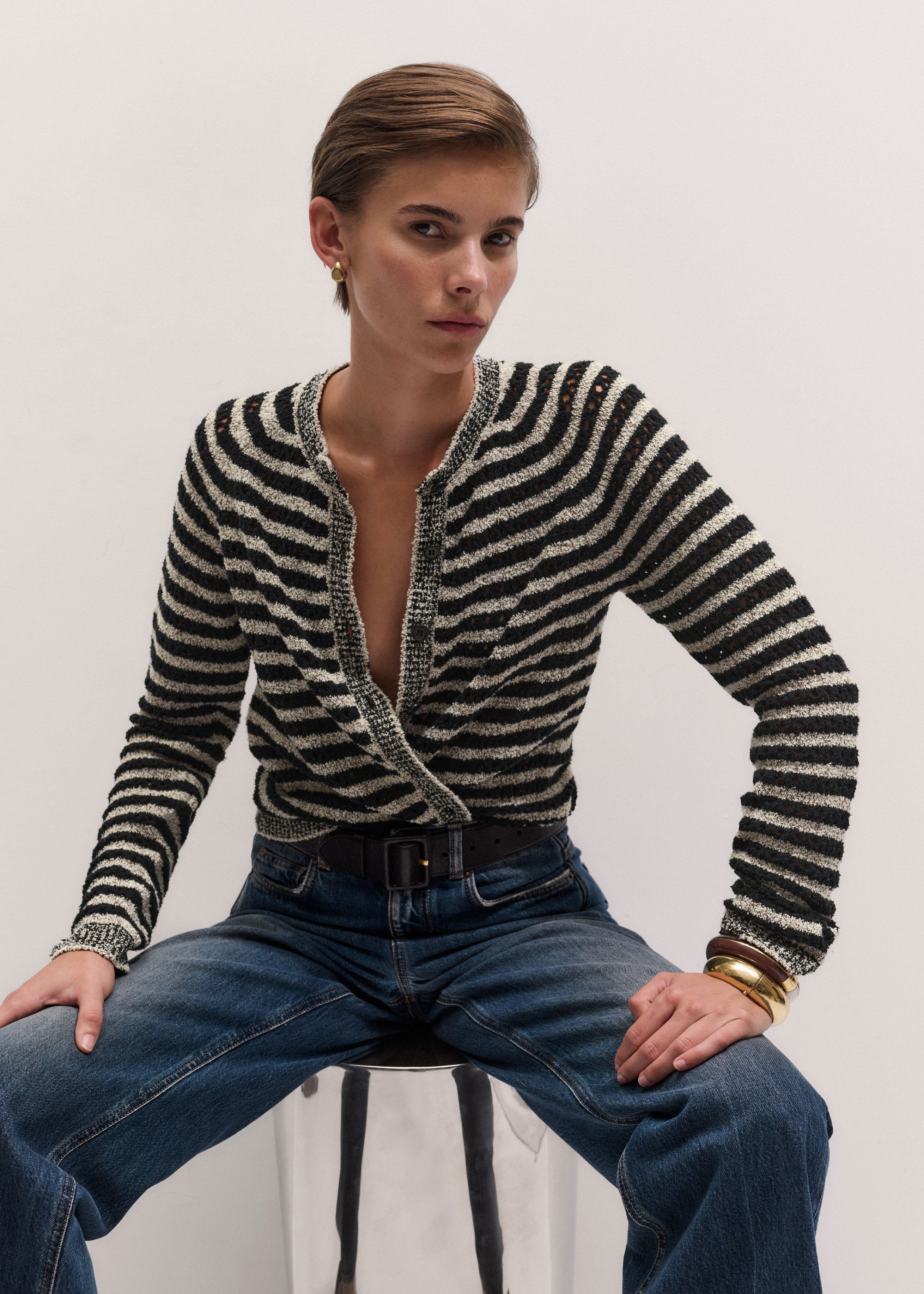 Textured Stripe Cardigan
