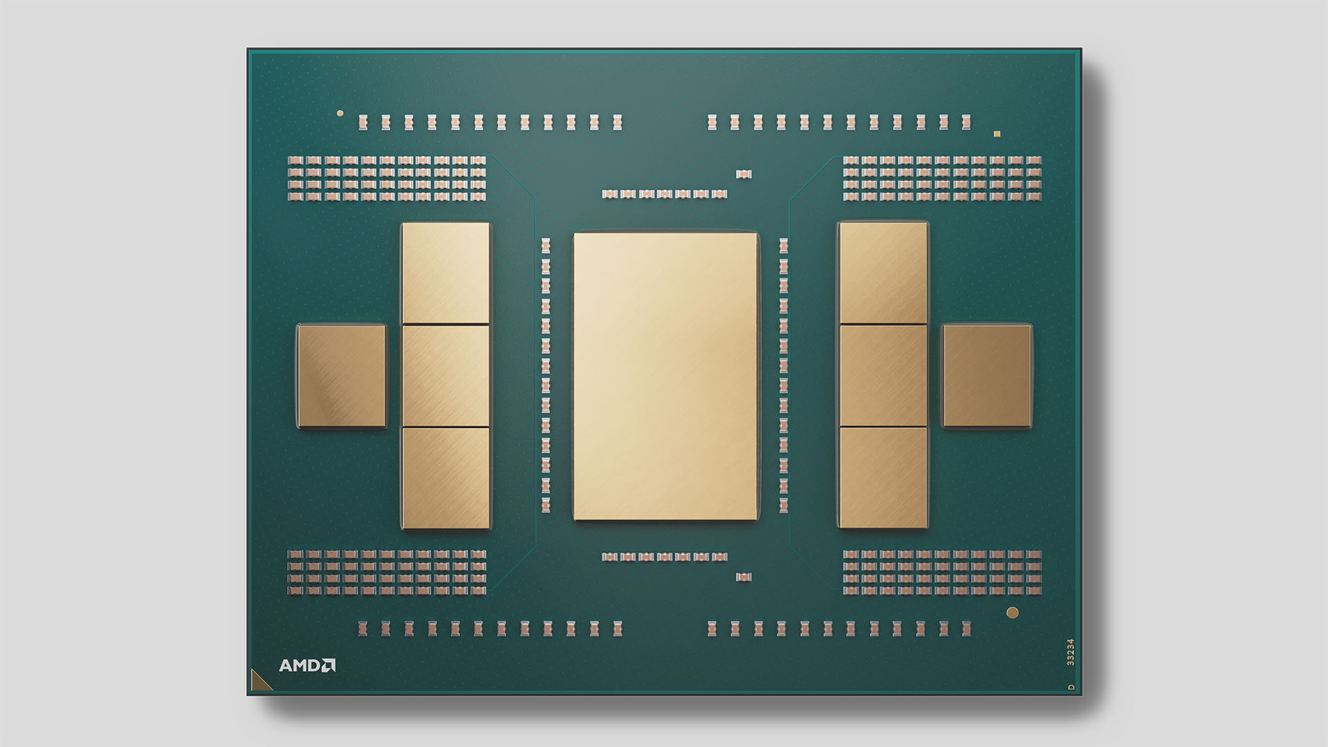 A mockup of a delidded AMD Threadripper 9000-series chip