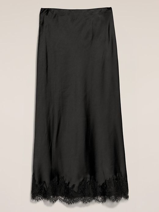 Old Navy X Anna Sui Satin Lace Hem Midi Skirt