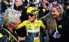 Pauline Ferrand-Prévot wearing the yellow jersey