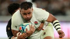 England No.8 Billy Vunipola in action against the All Blacks at the Rugby World Cup 