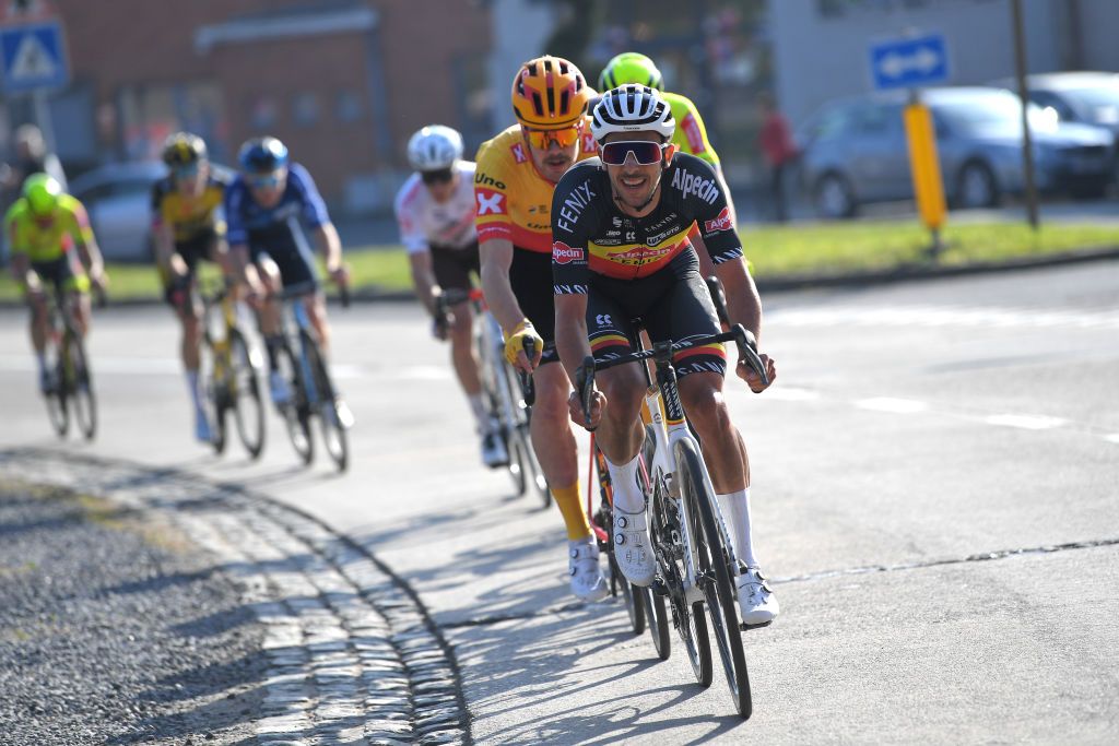 DOUR BELGIUM MARCH 02 Dries De Bondt of Belgium and Team AlpecinFenix during the 53rd Grand Prix Le Samyn 2021 Mens Elite a 2054km race from Quaregnon to Dour GPSamyn on March 02 2021 in Dour Belgium Photo by Luc ClaessenGetty Images