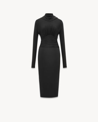 Women's Cowl-Back Dress in Jersey in Black