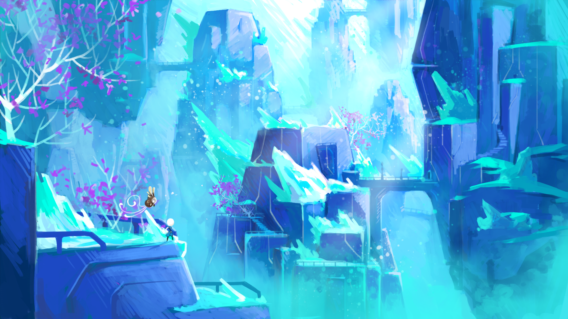 Painted concept art for indie game MIO: Memories in Orbit