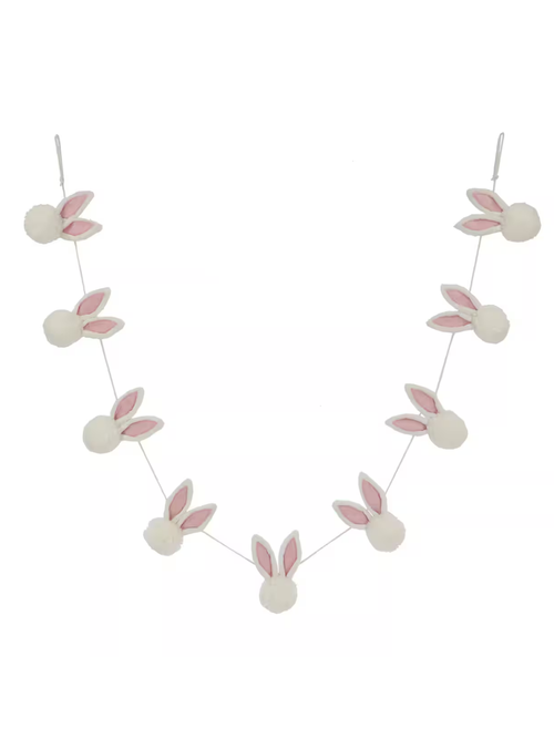 6ft. White Pom Pom Bunny Garland