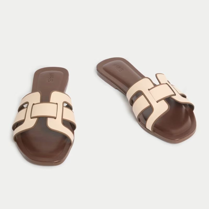 white flat sandals
