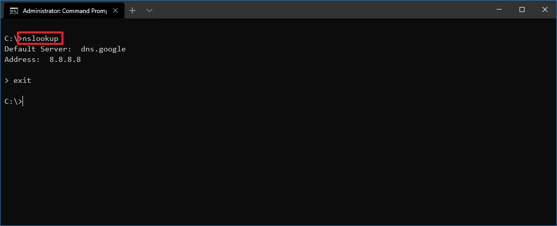 Windows 10 nslookup