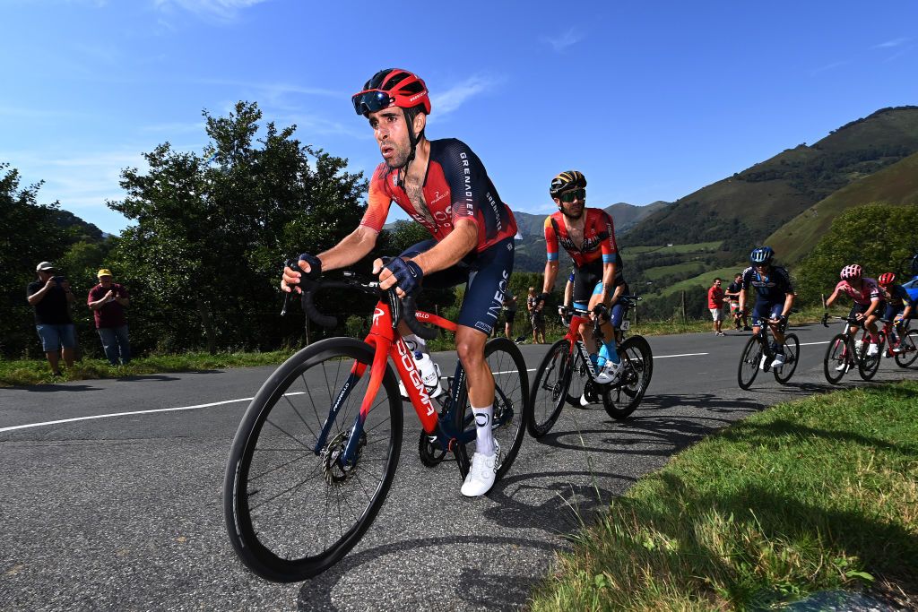 LARRABELAGUA SPAIN SEPTEMBER 09 LR Jonathan Castroviejo of Spain and Team INEOS Grenadiers and Damiano Caruso of Italy and and Team Bahrain Victorious compete during the 78th Tour of Spain 2023 Stage 14 a 1562km stage from SauveterredeBarn to LarraBelagua 1588m UCIWT on September 09 2023 in LarraBelagua Spain Photo by Tim de WaeleGetty Images