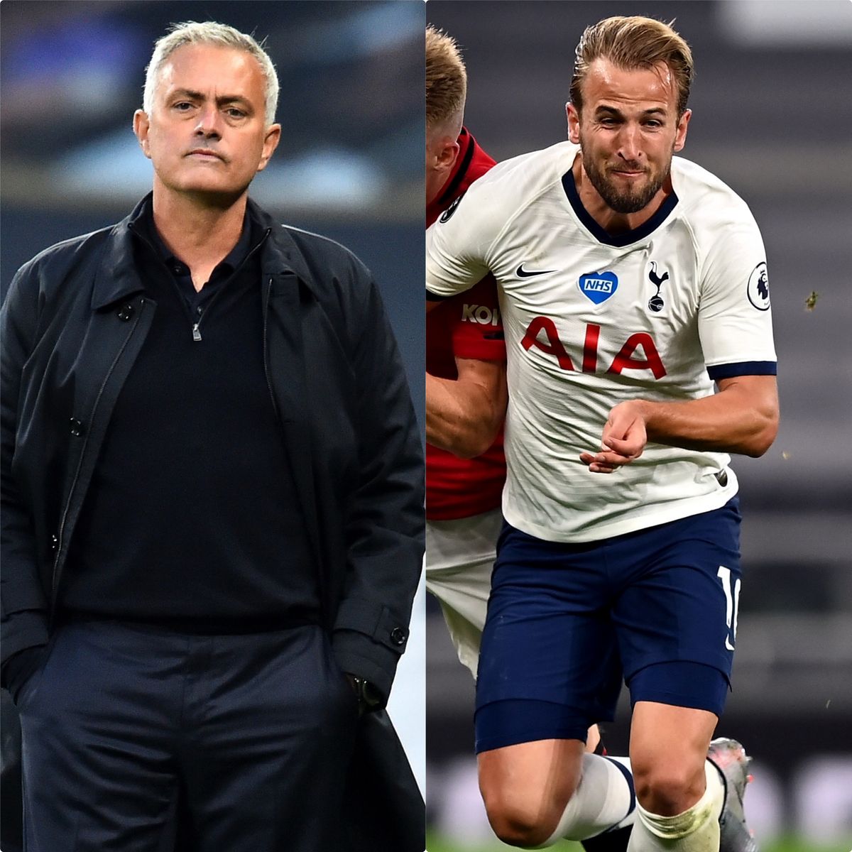 Jose Mourinho and Harry Kane