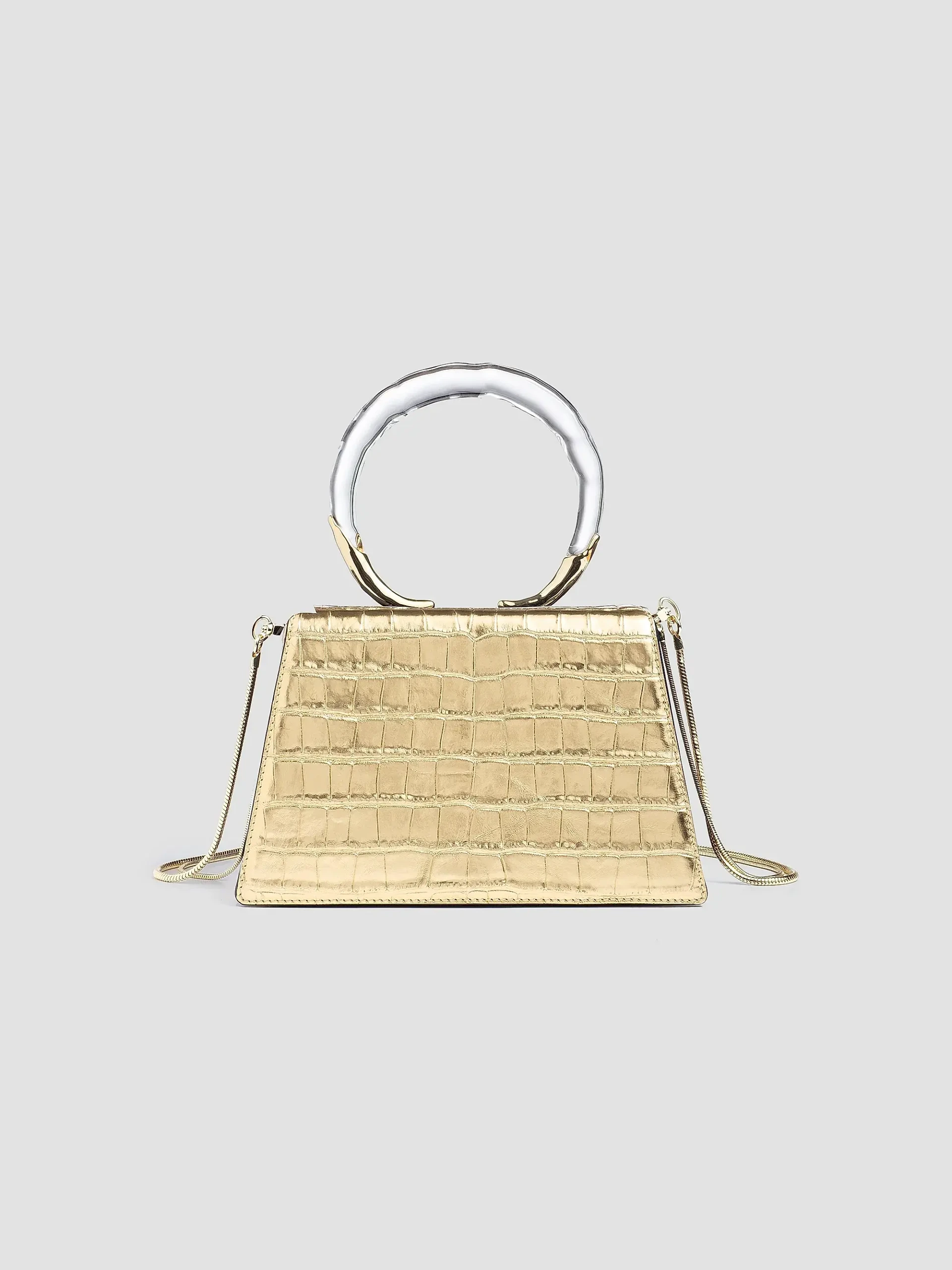 Liquid Lucite Croc-Embossed Leather Top-Handle Bag