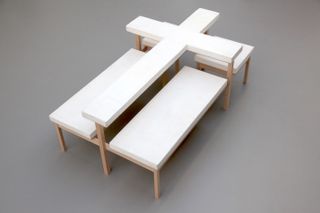 Droog 30 years exhibition piece, a table and seating in the form of a cross