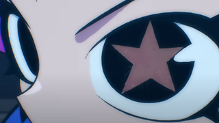 A close-up of Ramona Flowers from Scott Pilgrim Takes Off, showing her stylised eye with a star symbol in the iris.