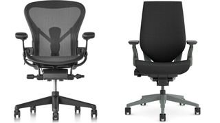 Herman Miller Aeron chair and Steelcase Gesture chair side-by-side