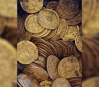 The 300 gold coins or so date back 1,500 years to a time when part of the Roman Empire was collapsing.
