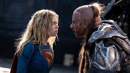 Kara Zor-El and Krem staring at each other in Supergirl