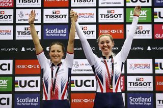 Katie Archibald and Manon Lloyd celebrate their historic victory