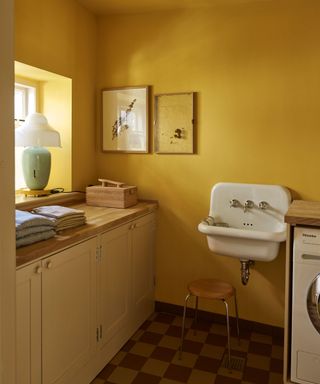 yellow utility room