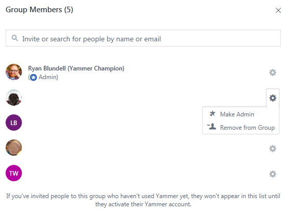 Yammer manage member