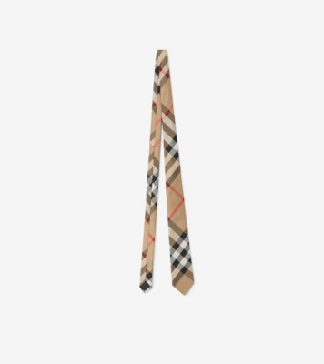 Check Silk Tie in Archive Beige - Men | Burberry&reg; Official