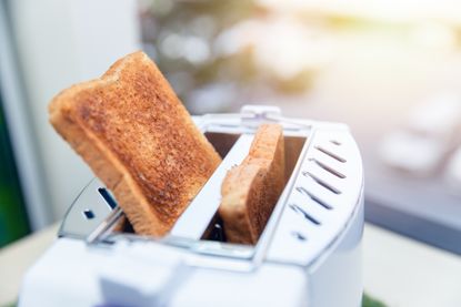 How to clean a toaster: bread popped up from toaster
