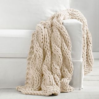 Cream chunky knit throw